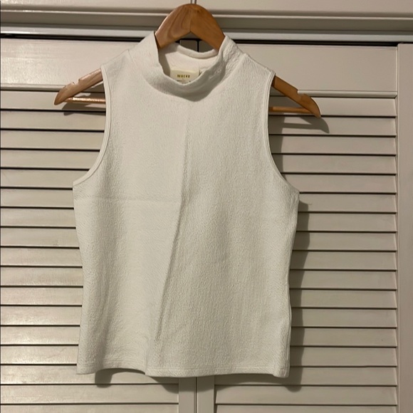 Mauve Tops - White Sleeveless Mock Neck Top